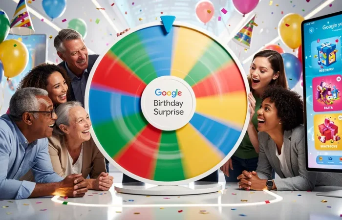 faites tourner la roue pour l'anniversaire de google